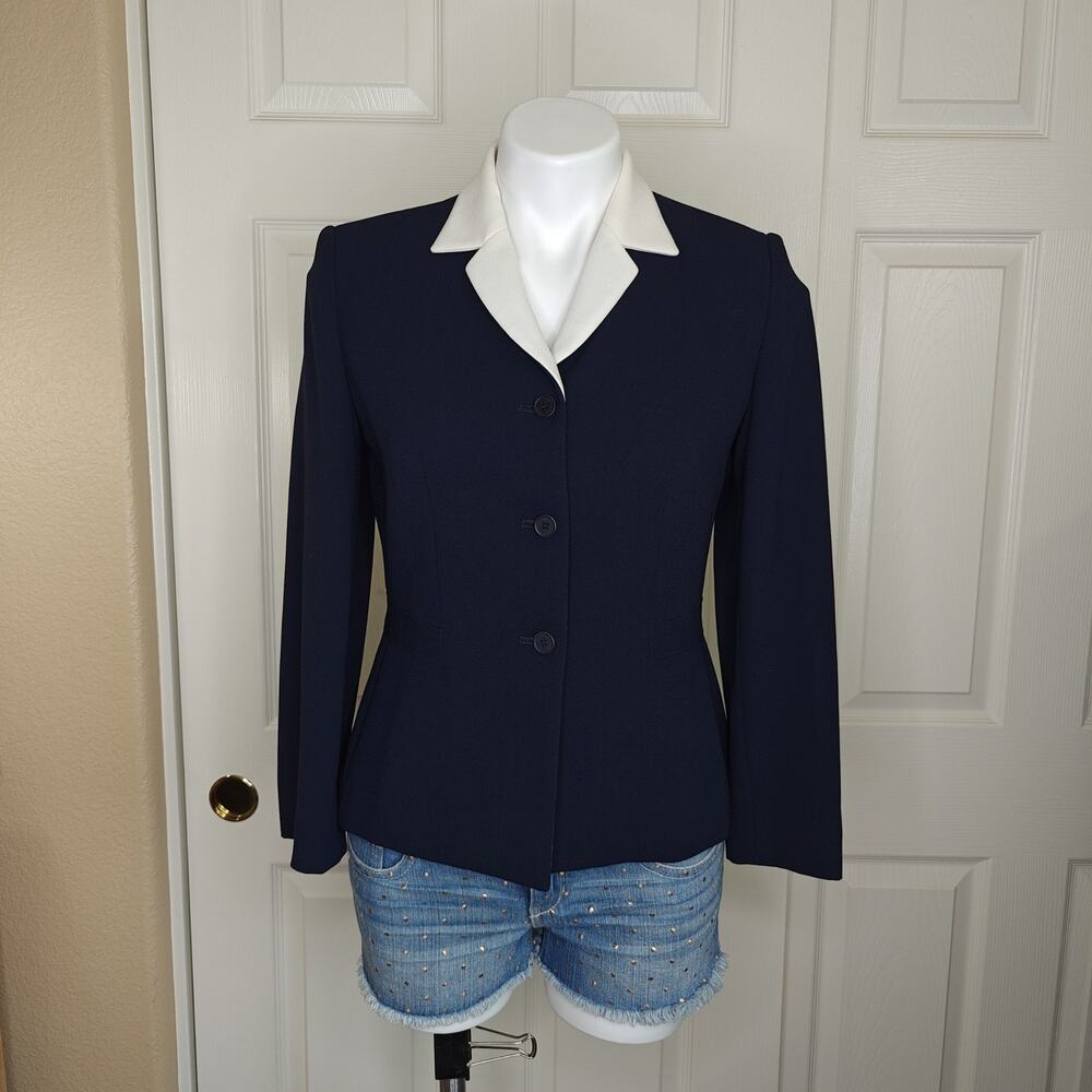 Ann Taylor navy single breasted career blazer sz 4P